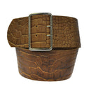 8 cm wide genuine leather belt with 4 square roller buckles