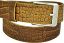 Genuine leather belt with nickel-free buckle in antique silver
