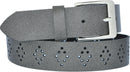 4 cm wide genuine leather belt with hole pattern