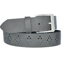 4 cm wide genuine leather belt with hole pattern