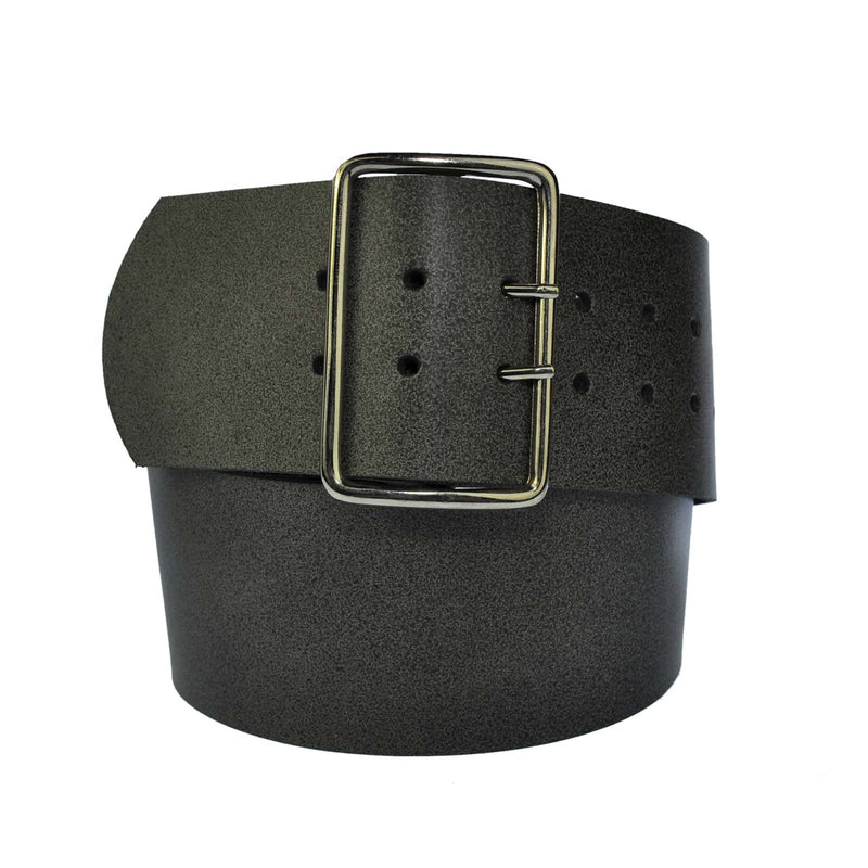 8 cm wide genuine leather belt with 4 square roller buckles